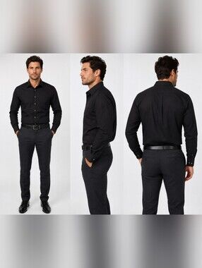 🫛Arrow Kent Athletic Fit Men's Dress Shirt – Black
